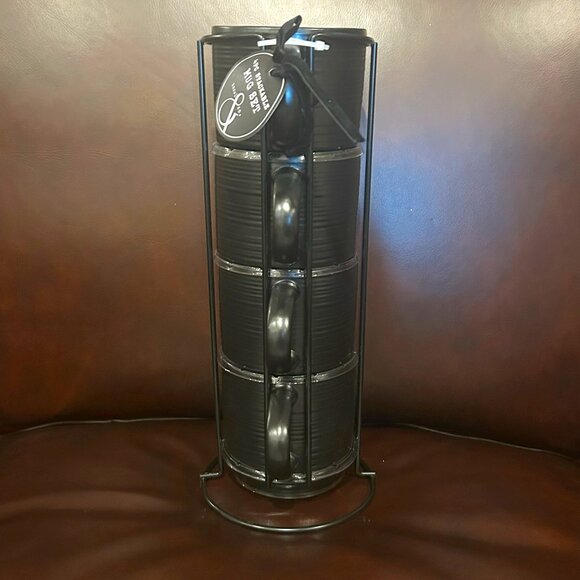 NWT Set of 4 Stackable Espresso Mugs With Rack - Picture 4 of 9